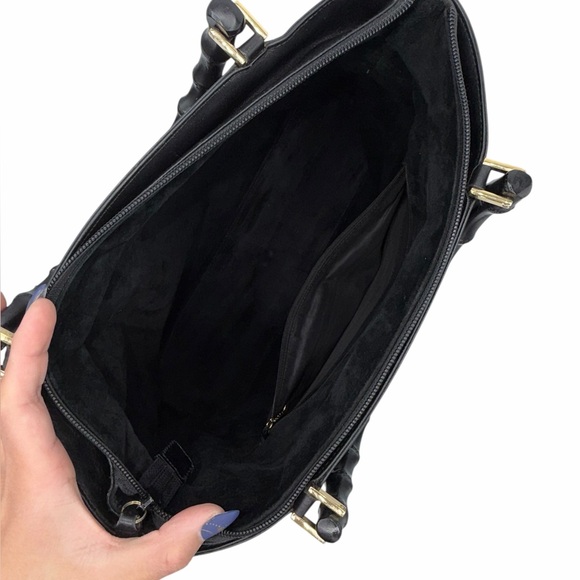 Gucci Vintage Bamboo Top Handle Black Leather Bag w/ unbranded Strap + COA - Picture 10 of 16